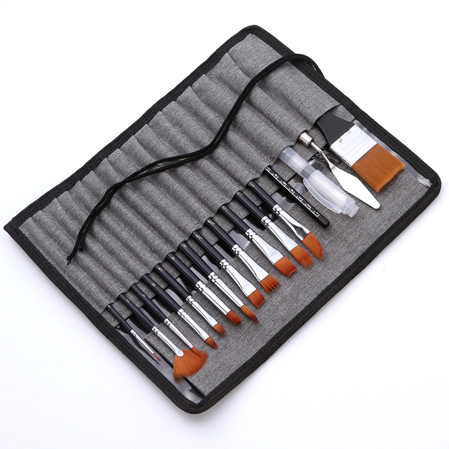 18-Piece Artist Paint Brushes Set: Nylon Hair Brushes with Delicate Wooden Handles - Complete Pack with Scraper & Watercolor Brush Pen