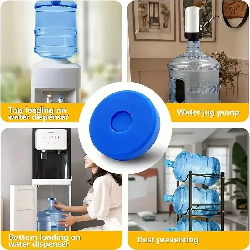 5pcs 5 Gallon Water Jug Replacement Lids - Reusable Silicone Leak-Proof Caps for 55mm Bottles