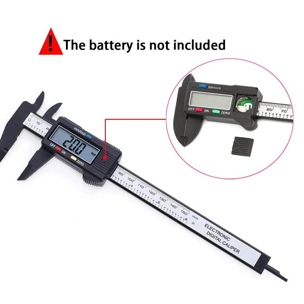 150mm 100mm Electronic Digital Caliper - Carbon Fiber Dial Vernier Gauge Micrometer Measuring Tool, Digital Ruler