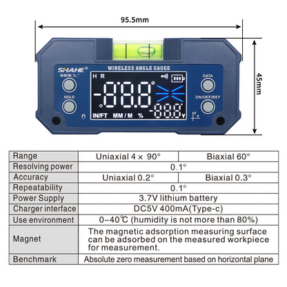 SHAHE MINI Magnetic Level Gauge: Rechargeable Dual Axis Digital Angle Finder with Level Bubble - Inclinometer Protractor