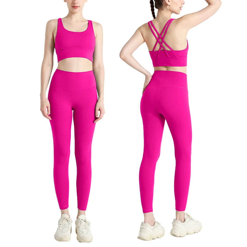 2024 Women's 2 Piece Yoga Tracksuit - Quick Dry Breathable Fitness Set with Sports Bra and Leggings