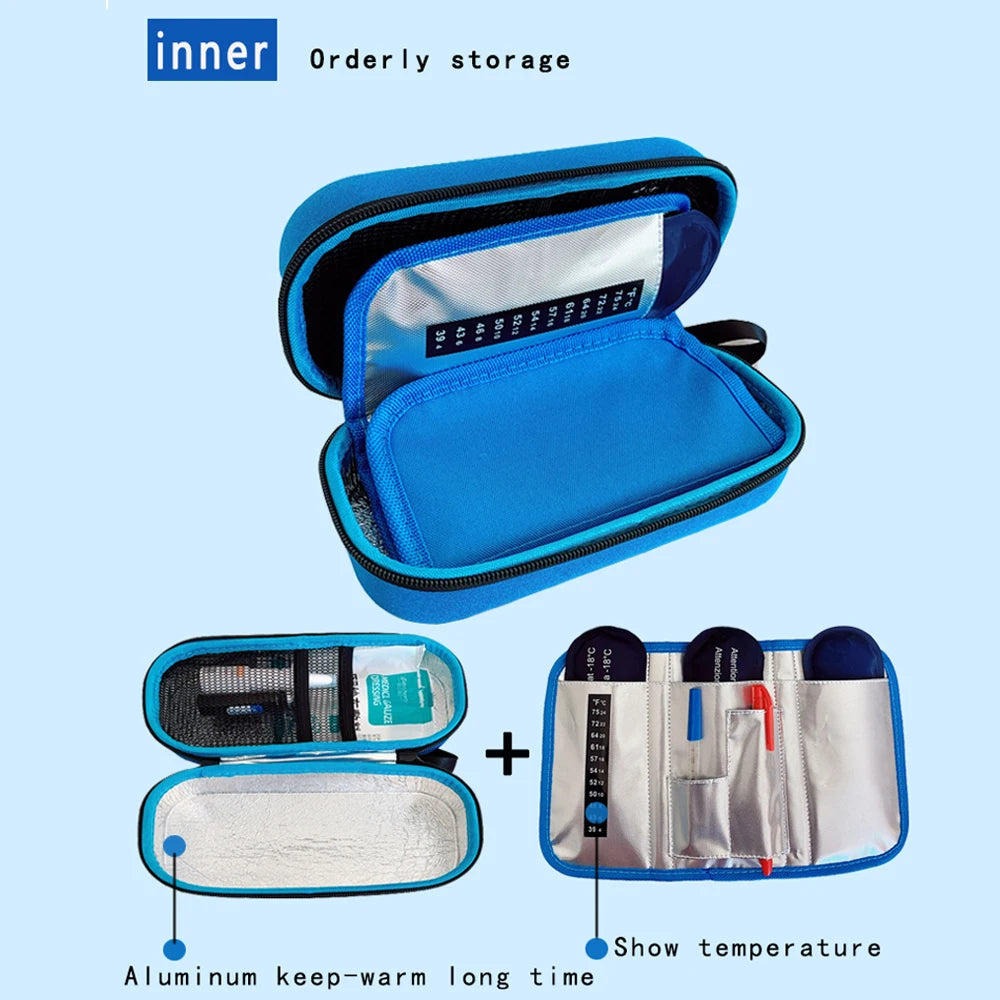 Medical Cooler Travel Pouch - EVA Insulin Pen Case for Diabetes, Drug Freezer Box with 4 Ice Packs for Cooling Storage