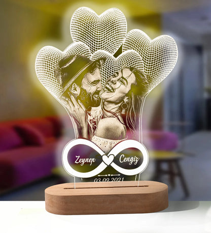 Personalized 3D Photo Lamp: Custom Photo and Text Night Light - Ideal for Valentine's Day, Wedding, Anniversary, Birthday Gifts