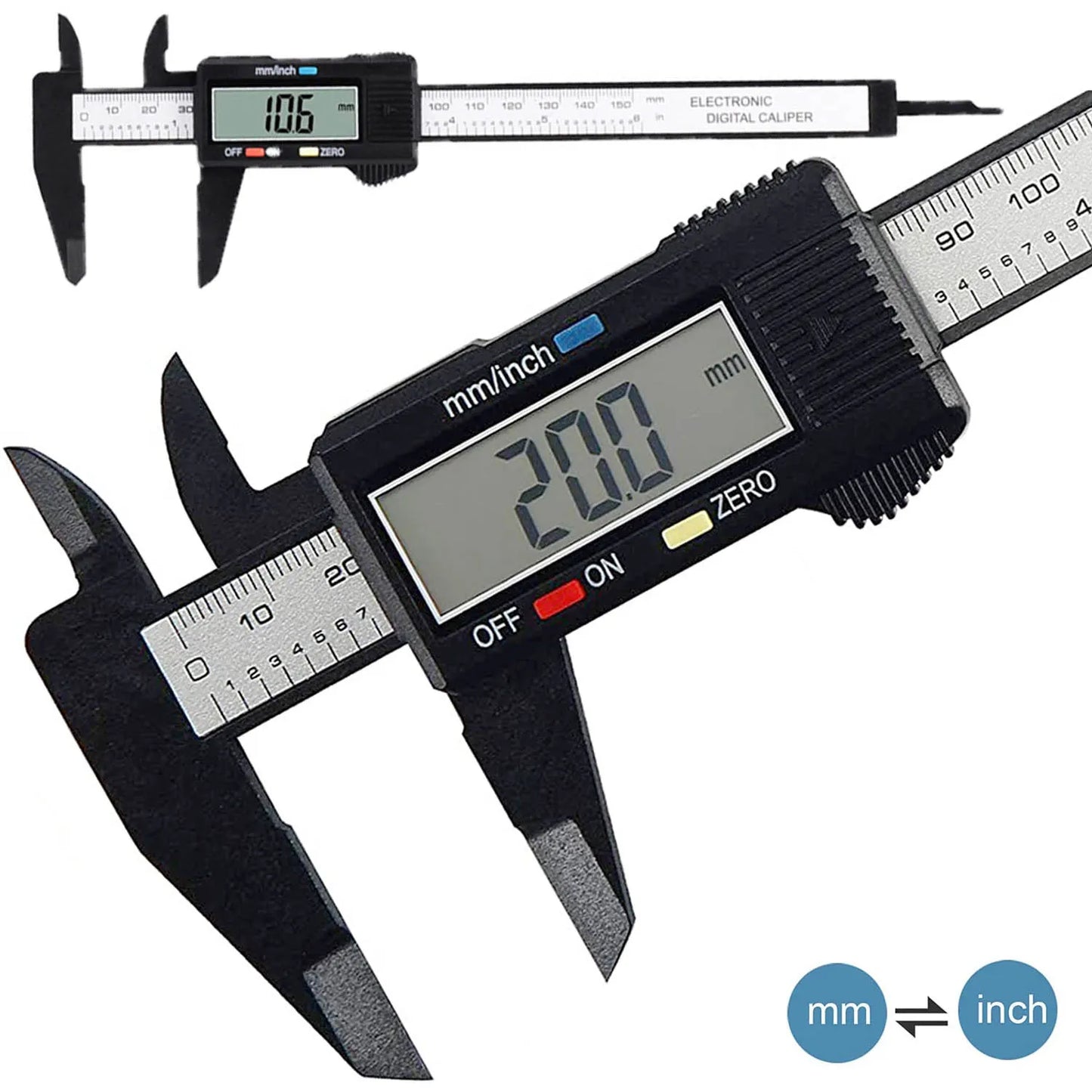 150mm 100mm Electronic Digital Caliper - Carbon Fiber Dial Vernier Gauge Micrometer Measuring Tool, Digital Ruler