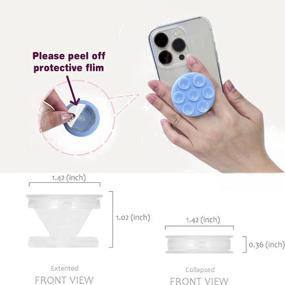 Round Silicone Suction Pad for Mobile Phones - Sticky Finger Grip Stand for Samsung and iPhone, Suction Cup Phone Holder