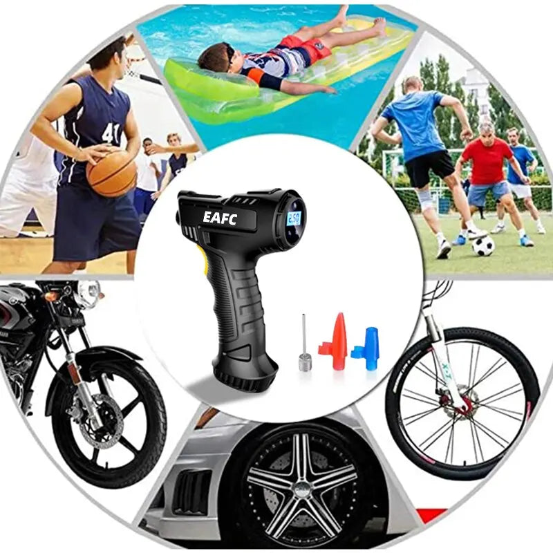 120W Handheld Air Compressor - Wireless/Wired Portable Inflatable Pump for Car, Bicycle, Balls, Digital Tire Inflator