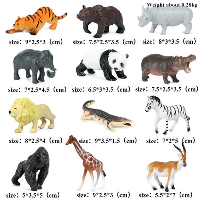 Oenux Montessori Miniature Animal Model Set - Lion, Shark, Horse, Dinosaur Figurines for Educational Play and Zoo-Themed Gifts for Kids