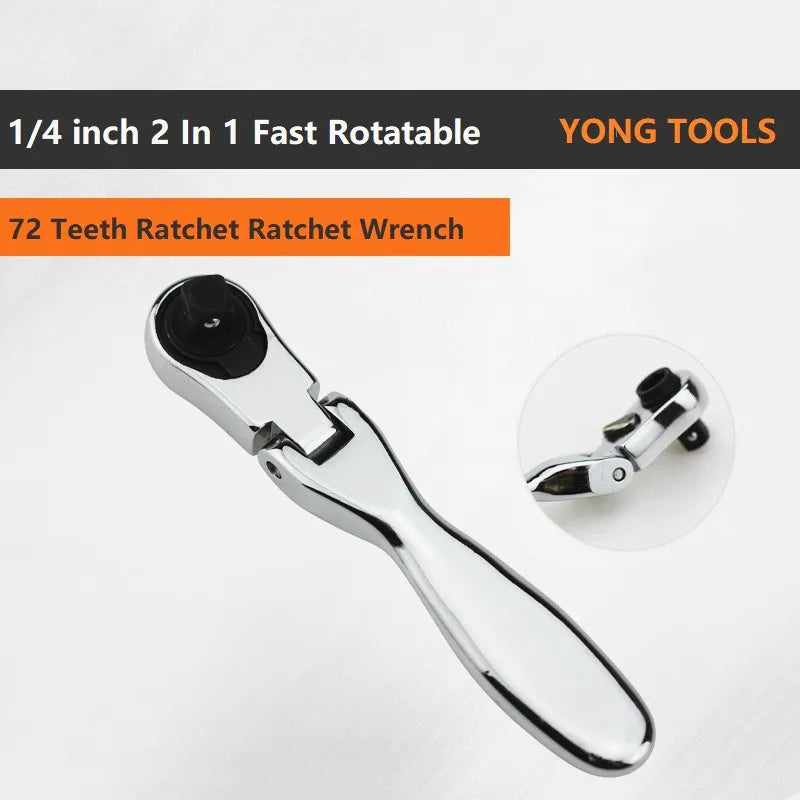 Fast Rotatable Mini Ratchet Wrench Set - 1/4 Inch, 72 Teeth Socket Wrench Rod, 2-in-1 Dual Head Screwdriver Quick Spanner Tool