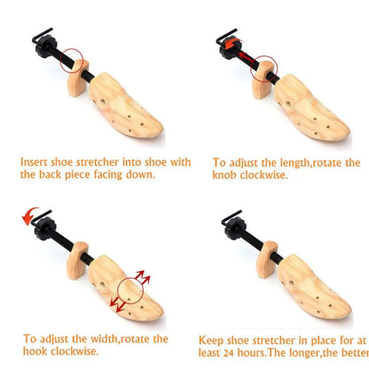 2 Way Adjustable Shoe Stretcher - Pine Wood Shoe Tree Expander for Men and Women, Available in S/M/L Sizes