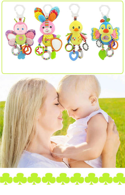 Newborn Baby Animal Rattles - Plush Educational Toys for 0-12 Months, Stroller and Bed Bell, Grip Training