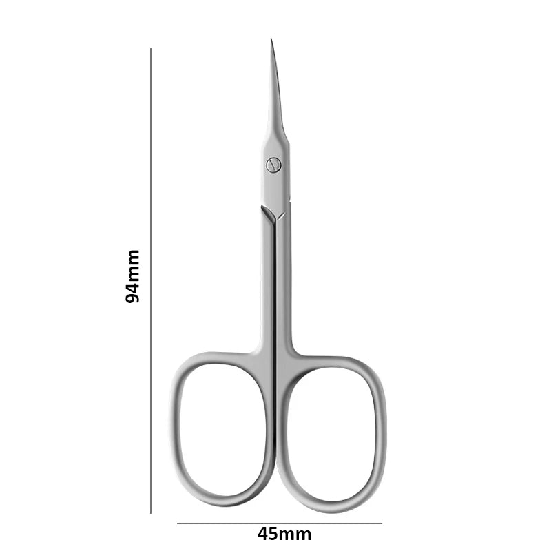 Stainless Steel Curved Tip Cuticle Scissors: Thin Blade Nail Clippers for Manicure - Essential Tools for Eyebrows and Dead Skin Removal