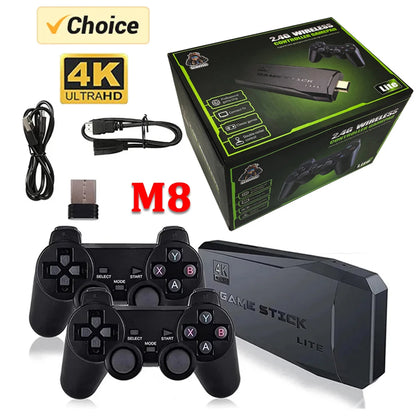 Video Game Sticks M8 Console – 2.4G Dual Wireless Controller with 4K, 10,000 Games, 64GB Retro Game, Perfect for Xmas Gift