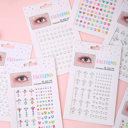 Diamond Eyes Face Festival Makeup: DIY Body Crystal Gems Tattoo, Adhesive Rhinestone Nail Art Decoration - Acrylic Eyeshadow Sticker