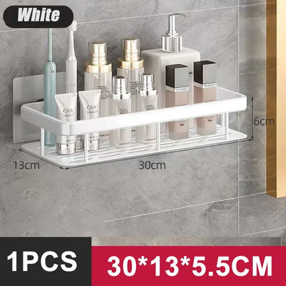 Aluminum Alloy Bathroom Shelf - No Drill Kitchen and Shower Storage Organizer, Wall Mounted Accessory Shelf