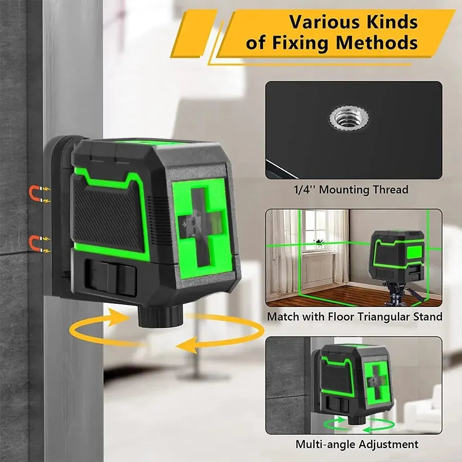 HILDA 2 Lines Self-Leveling Laser Level - Horizontal and Vertical Cross, Super Powerful Green Laser Beam Line