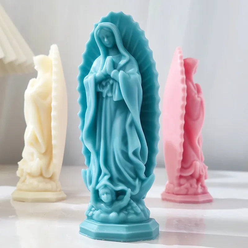 Prayer Madonna Portrait Silicone Candle Mold | 3D Mary Statue Resin Plaster Making Tool | Handmade Soap Kit | Home Decor Artifact Gift