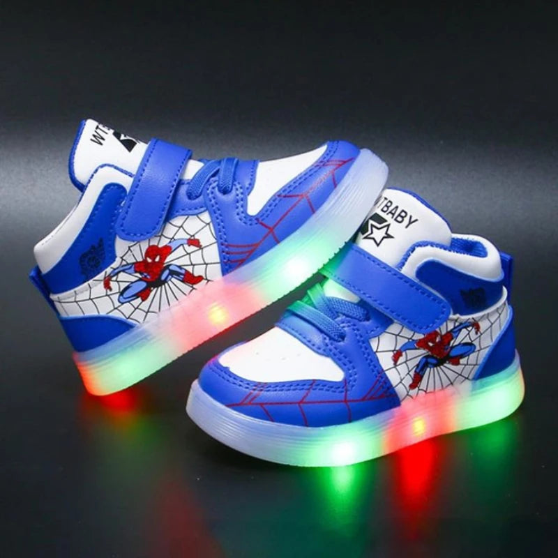 Disney LED Light Shoes for Children – Aoger Spiderman Boys' & Girls' Sneakers, Cartoon Casual & Breathable Kids' Sport Shoes