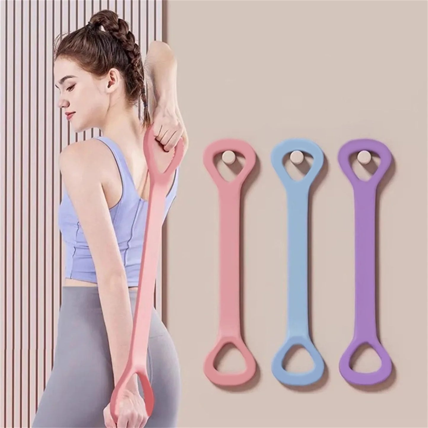 2024 New 8-Character Puller - Home Fitness Equipment, Elastic Belt Yoga Auxiliary for Women, Open Shoulder and Back Stretcher