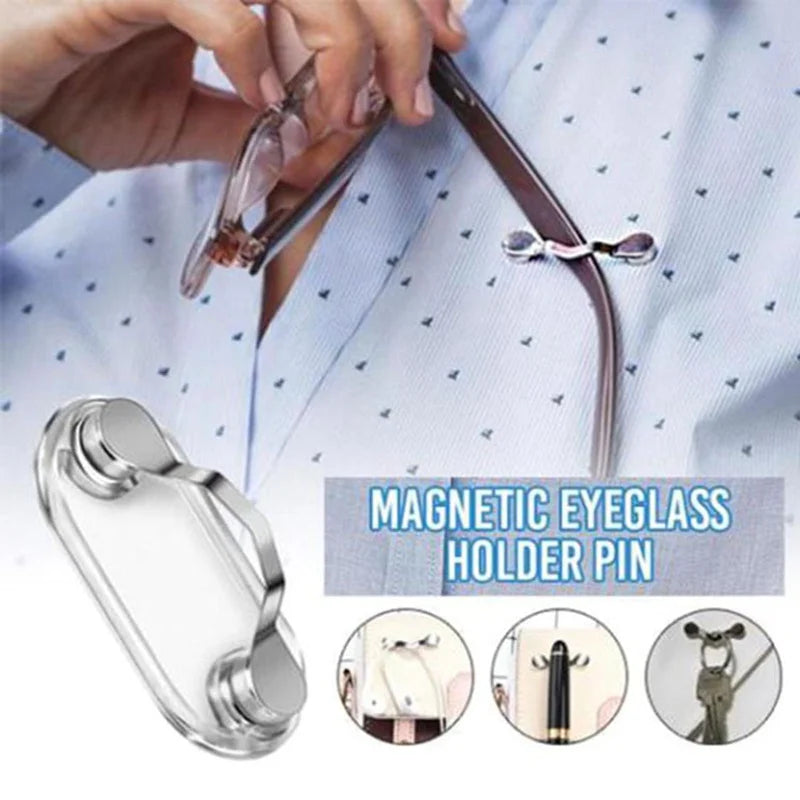 Fashion Magnetic Eyeglass Holder Pin: Multi-Function Portable Clothes Clip Buckle for Glasses & Headsets - Magnet Headset Line Clips