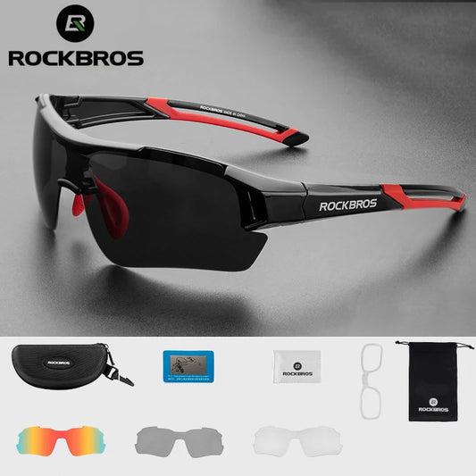 ROCKBROS Polarized Cycling Glasses for Men – 5 Lens Sports Sunglasses for Road, MTB, and Mountain Bike Protection. Goggles Eyewear