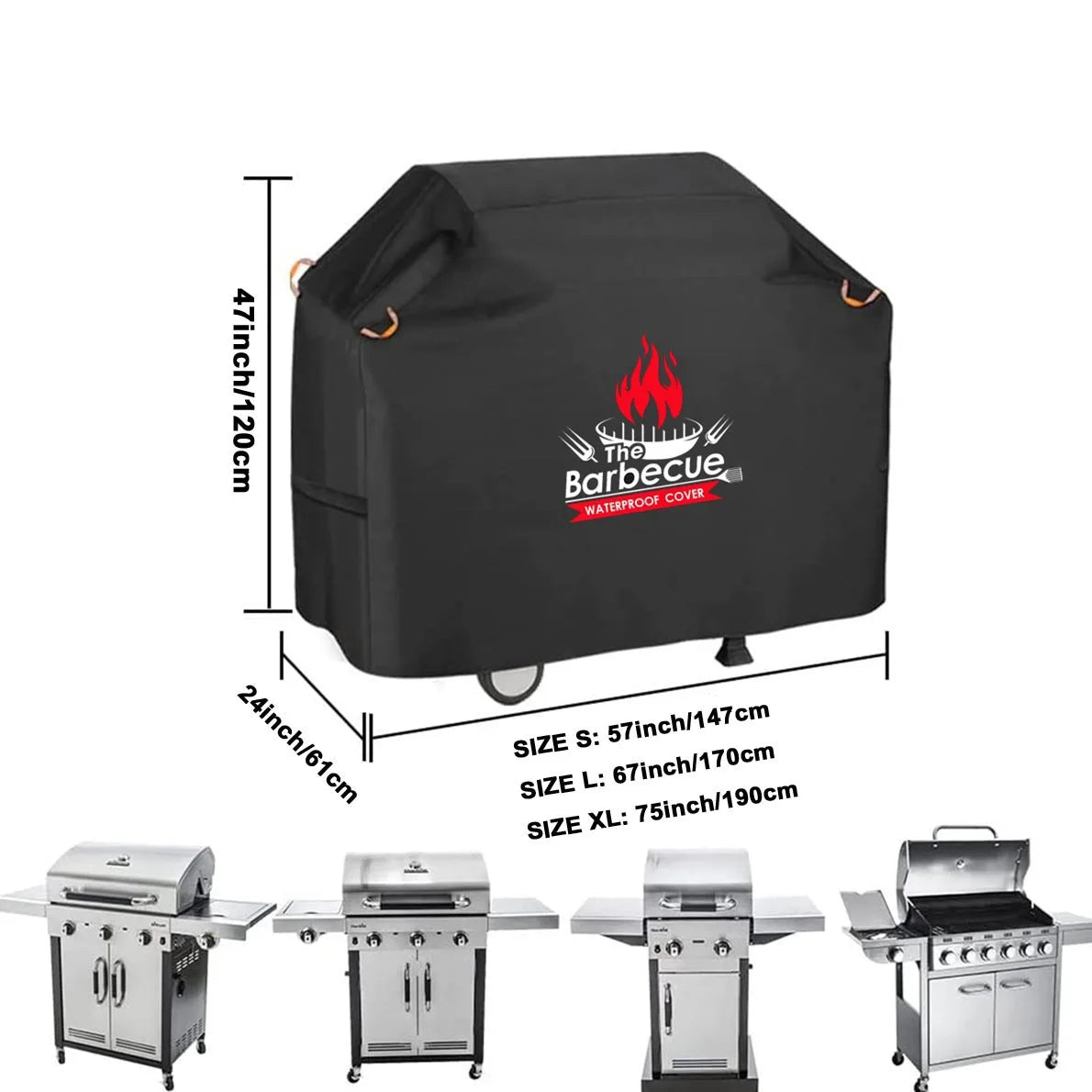 Waterproof BBQ Grill Cover in 420D Oxford Fabric - UV, Rip, and Dust Resistant - Fits Weber, Brinkmann, Char-Broil (5 Sizes Available)