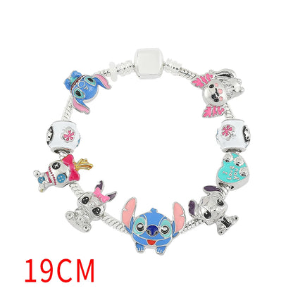 Disney Stitch Inspired Jewelry - Lilo & Stitch Cartoon Bracelet with DIY Pendant and Crystal Beads, Bangle for Women, Ideal Gift