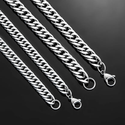 Stainless Steel Cuban Link Chains for Men and Boys - Classic Curb Chunky Necklaces in 4.8mm to 9.2mm, 14 to 30 Inches