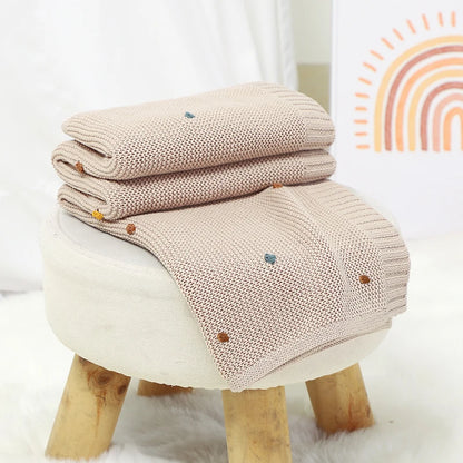 Newborn Baby Blankets | Knitted Infant Kids Boys Girls Ultra-Soft Cotton Muslin Swaddle Wrap | 90*70cm | Toddler Comforter Sheet