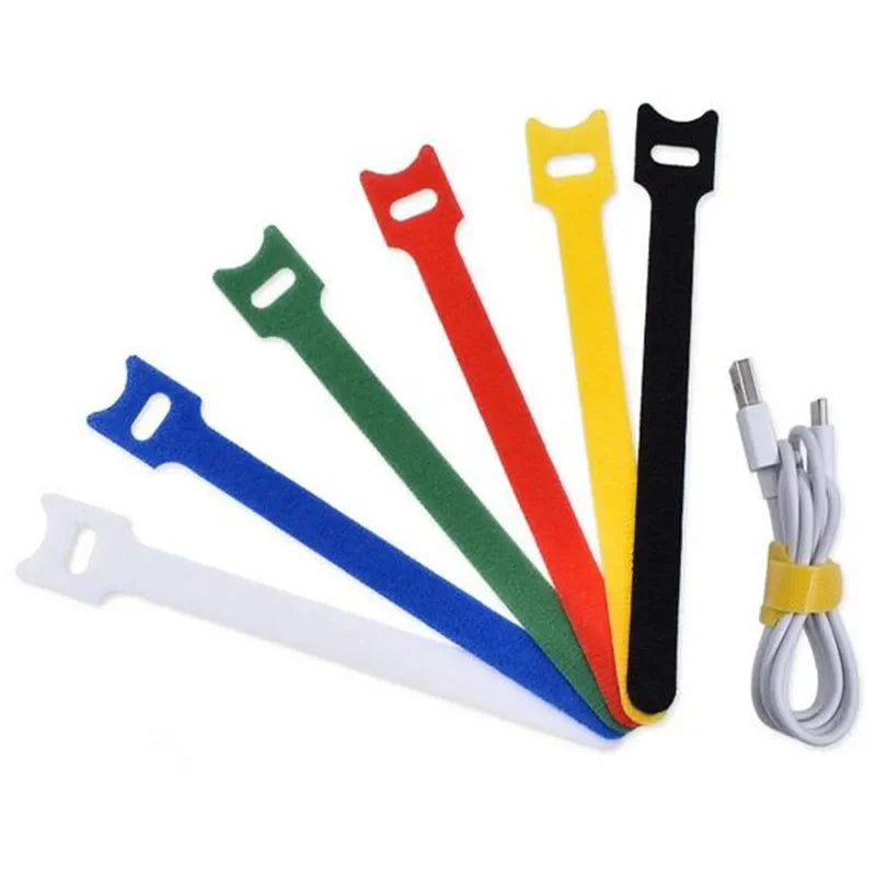 50-Pack Nylon Fastening Cable Ties: Adjustable Cord Ties for Cable Management - Hook Loop Cord Organizer, Reusable Wire Straps