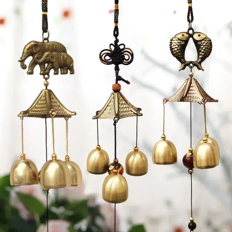 Retro Copper Wind Chimes - Oriental Lucky Pendants for Garden Decorations - Outdoor Wind Bell Hanging Pendants ( Campanillas De Viento)