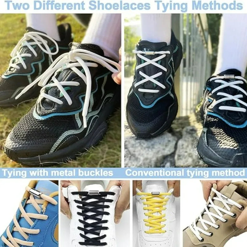 Quick Tie Shoelace Buckles - Semicircle Metal Locks for Sneakers, No-Tie Shoestring Connectors for Adults and Kids