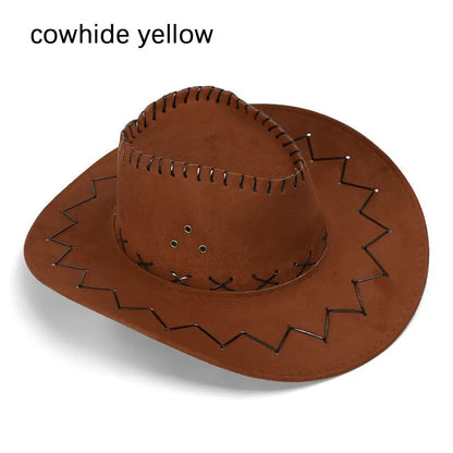 Unisex Suede Cowboy Hat - Fashionable Western Cap for Men and Women, Practical Wild West Fancy Dress Headwear