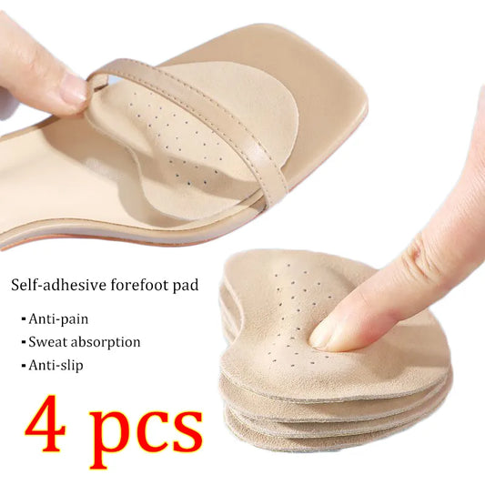 4pcs Anti-Slip Leather Forefoot Pad: Sandal Stickers for Women's High Heels - Pain Relief Insert Insoles with Toe Cushion Foot Care