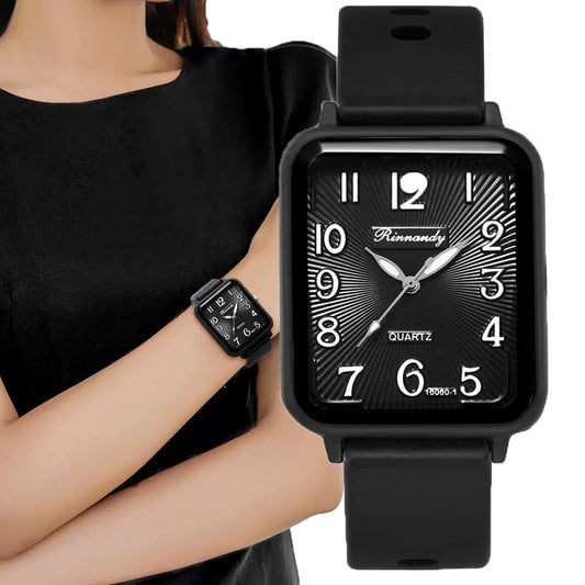 Fashion Lady’s Digital Quartz Watch – Rectangle Design, Leisure Brand, Sports Silicone Strap, Simple Women’s Clock