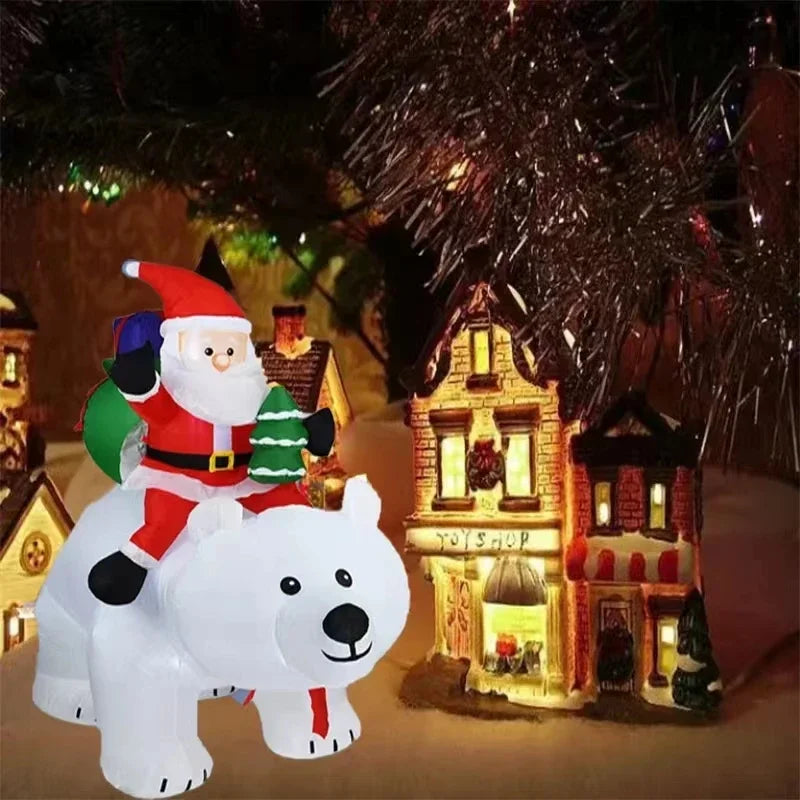 Christmas Inflatable Decoration with Built-in LED Lights - Indoor/Outdoor Xmas and New Year Party Ornament for Garden