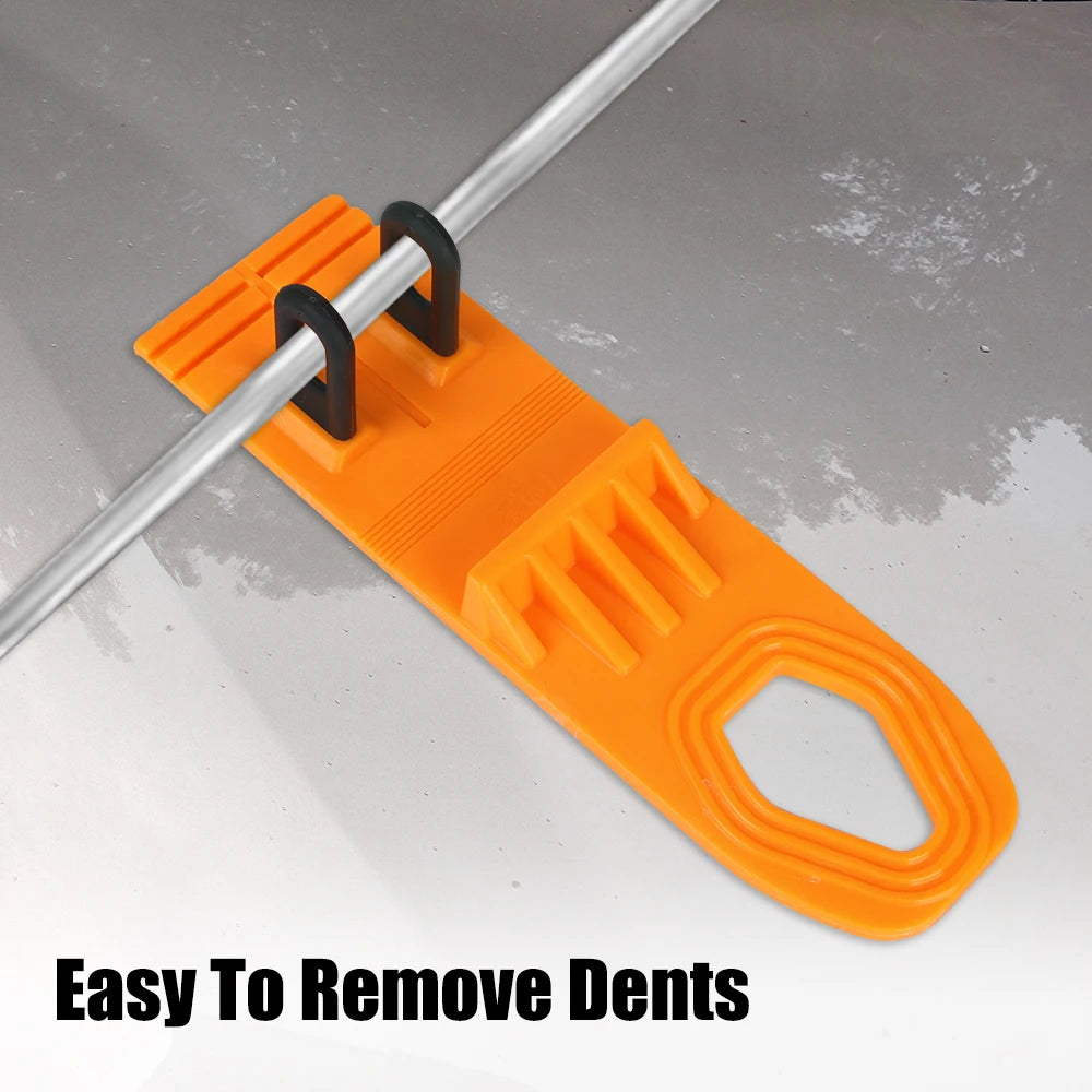 Paintless Dent Removal Tool - Bodywork Repair Kit with Car Dent Puller, 2 Pcs Glue Pulling Tabs, Manual Expander, Orange Color