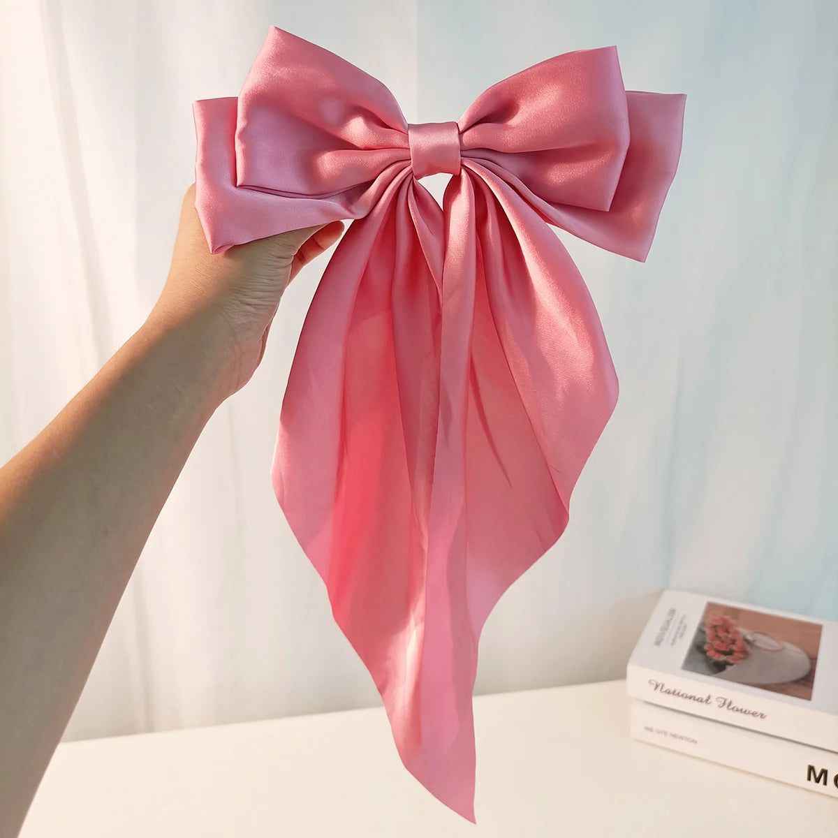 Elegant Bow Ribbon Hair Clip: Fashion Solid Satin Spring Clip - Simple Hairpin Headband for Women & Girls