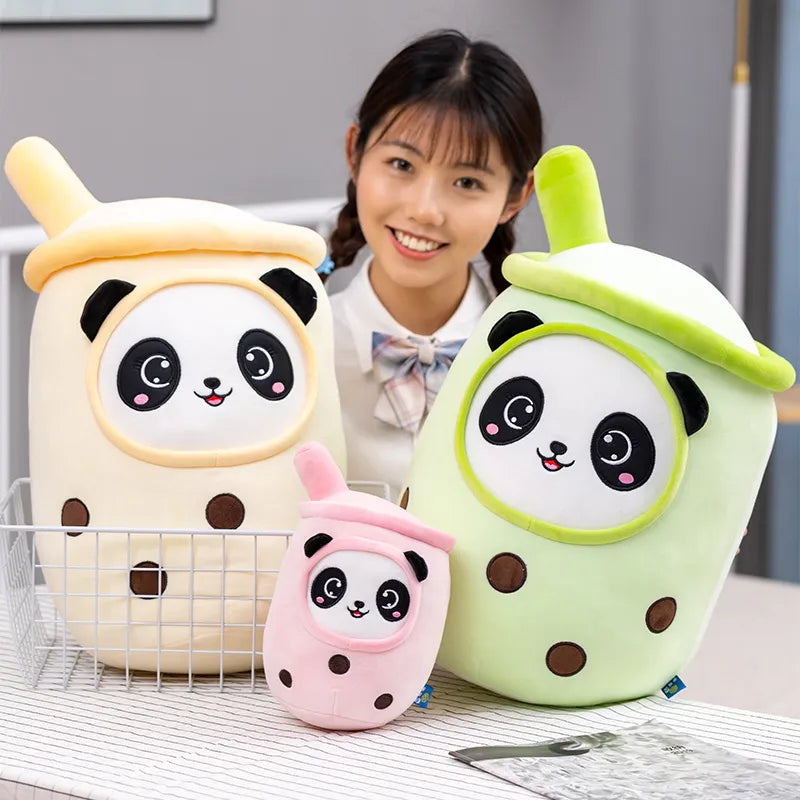 Adorable Cartoon Bubble Tea Plush Toy - Soft Stuffed Milk Tea Doll with Boba, Fruit Tea Cup, and Cushion - Perfect Kids Birthday Gift