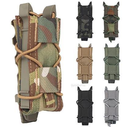 Tactical Magazine Pouch | 9mm Pistol Single Mag Bag | Molle Flashlight Pouch Torch Holder | Hunting Knife Holster Shooting Airsoft