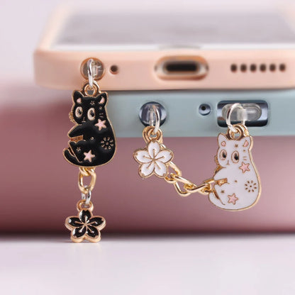 Kawaii Cat Phone Dust Plug Charm: Anti-Dust Cap Pendant for iPhone & Type-C - Cute Android Charge Port Plug, Dust Protection Stopper