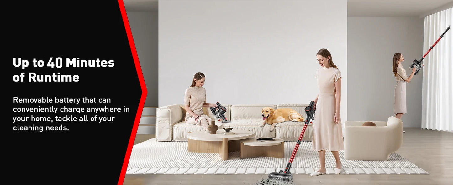 350W Handheld Cordless Vacuum Cleaner - 30Kpa Powerful Suction Stick Vacuum, 8-in-1 with 1.5L Dust Cup for Pet Hair, Carpet, Hard Floor