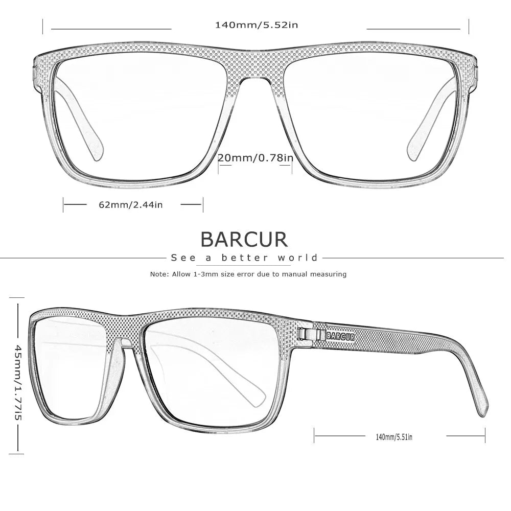 BARCUR TR90 Polarized Sunglasses - Lightweight Sports Eyewear for Men & Women, Oculos UVAB Protection