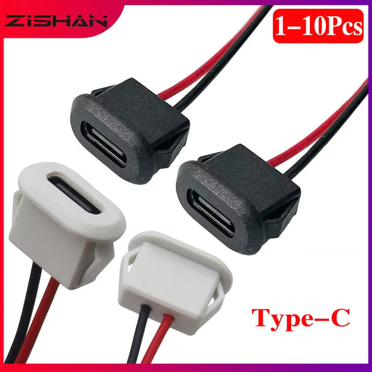 USB Type C Connector Jack: Female Type-C with Card Buckle - 3A High Current Fast Charging Port for USB-C Charger Plug Socket