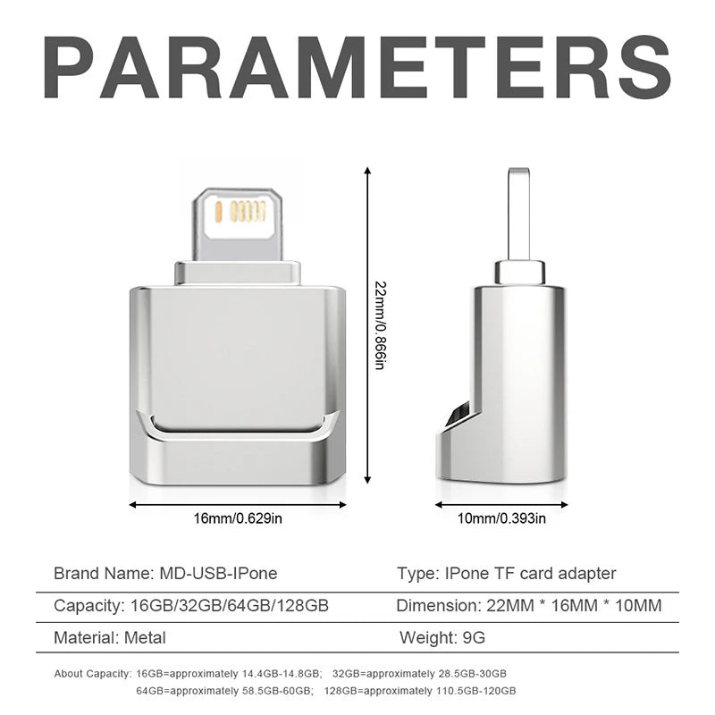 Mini Micro SD TF Card Reader Adapter for iPhone: External OTG Memory Card Reader Compatible with iPhone 14, 13, 12, 11 Pro Max, XS, XR, 8, 7, 6