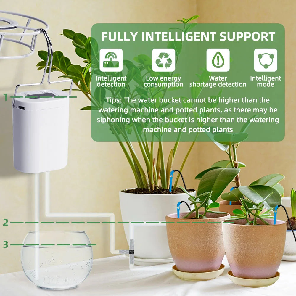 Automatic Plant Watering Pump: Home Sprinkler Drip Irrigation Device - 2/4/8/16 Heads Pump Timer System Kit Garden Tool