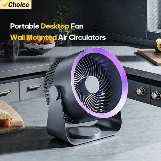 Multi-Functional Electric Fan – Wireless Portable Circulator, Silent Ventilation, Desktop and Wall-Mounted Cooler