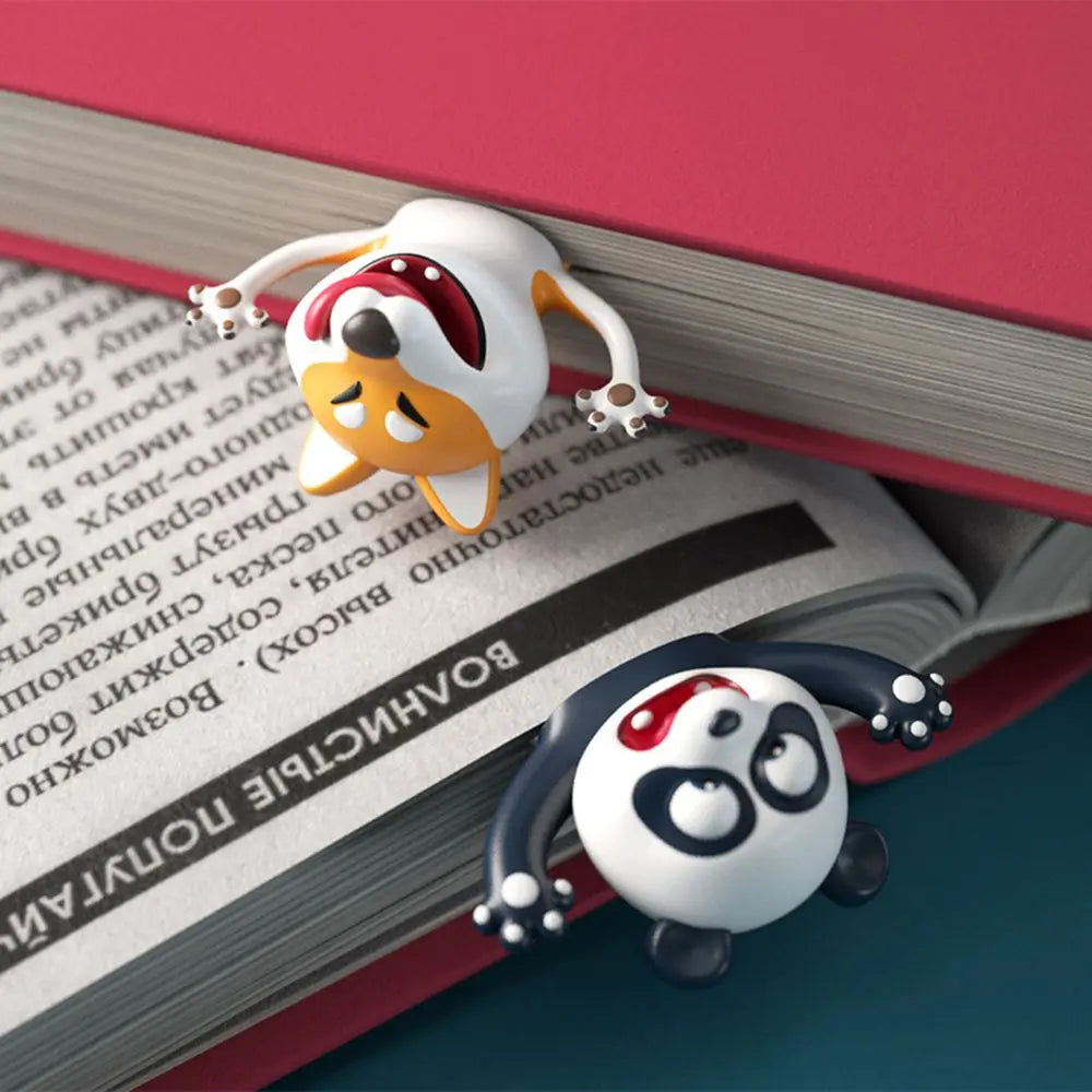 Ocean Series 3D Stereo Cartoon Animal Bookmarks - Seal, Octopus, Cat, Panda, and Shiba Inu - Creative Stationery for Kids