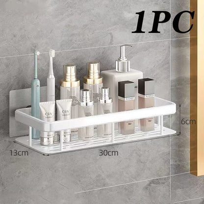 Aluminum Alloy Bathroom Shelf - No Drill Kitchen and Shower Storage Organizer for Shampoo and Bathroom Accessories