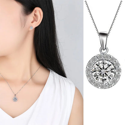 New 925 Sterling Silver Necklace Pendant with AAA Zircon for Women | Fashion Clavicle Chain for Weddings & Parties | Jewelry Gift