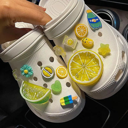 Fresh Lemon Shoe Charms - DIY Cute Party Decorations for JIBS Clogs, Kids, Boys, Girls - Designer Accessories